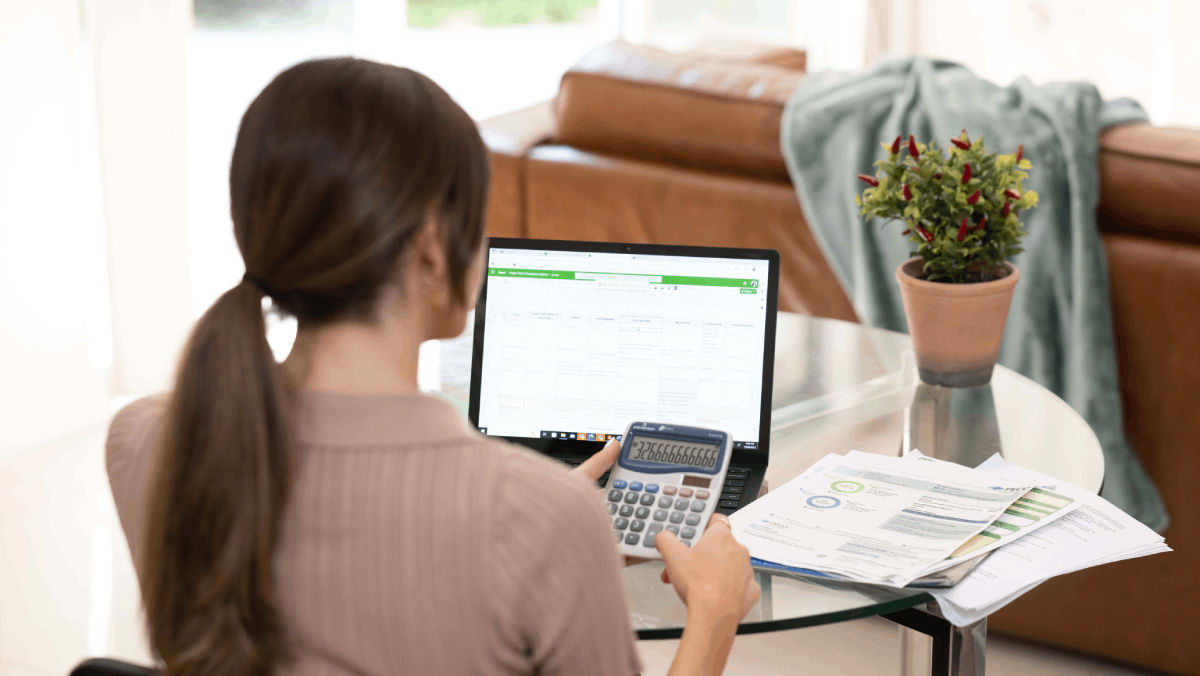 Woman checking her credit report